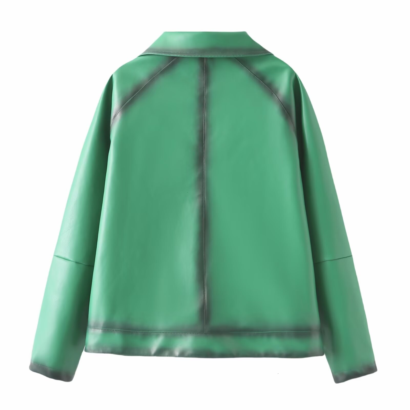 Leather Women's With Zipper Femme Jaqueta Green Long Sleeve Elegant Fashion 2024 Inszart Woman Jackets Coat