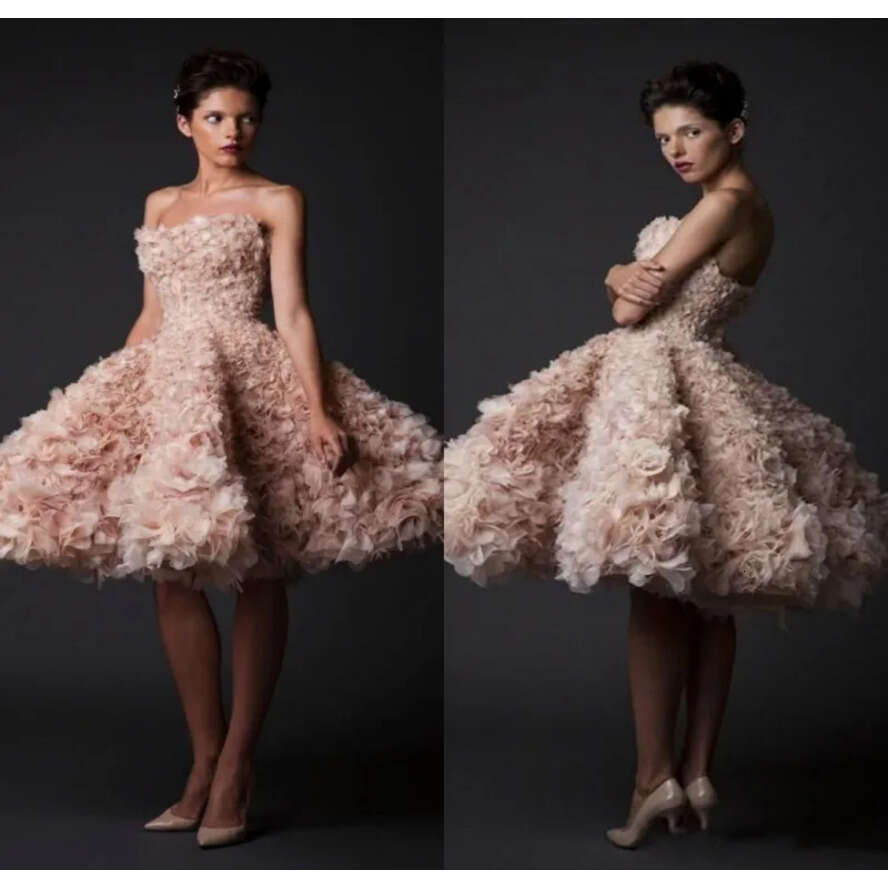 Jabotian 2016 Ball Krikor Gown Short Wedding Dresses Charming Blush Pink Organza Wers Vestido De Noiva Sexy Strapless Bridal Gowns s