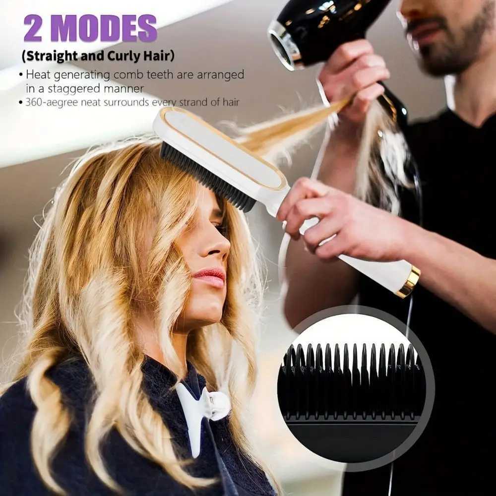 Professional Heating Comb Hair Straightener Brush Negative IonNot Hurt Hair Portable And Heating Electric Straightening BrusXJ241016