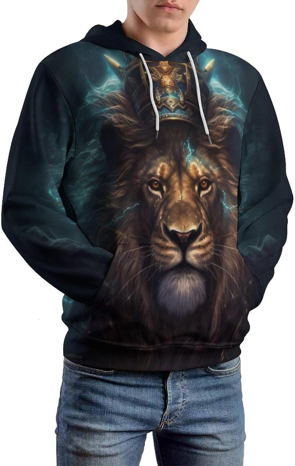 Hoodie for Mens Womens Mens Lion King Crown Hoodie 3D Printing Novelty Pattern Fashion Long Sleeve Pullover Hoodie Graphic Hoodies sweatshirt Pullover