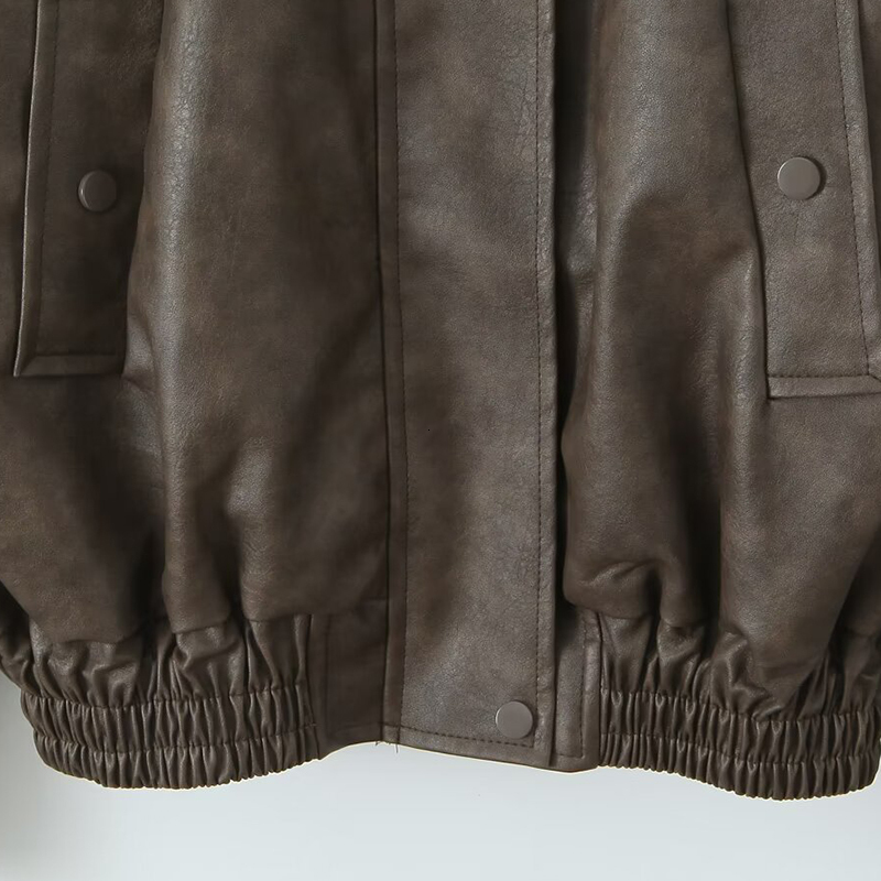 Women's Coat Faux Leather Outwear Streetwear Elegant 2024 Inszartrafaf Long Sleeve With Button Jaqueta Femme Y2k Jackets
