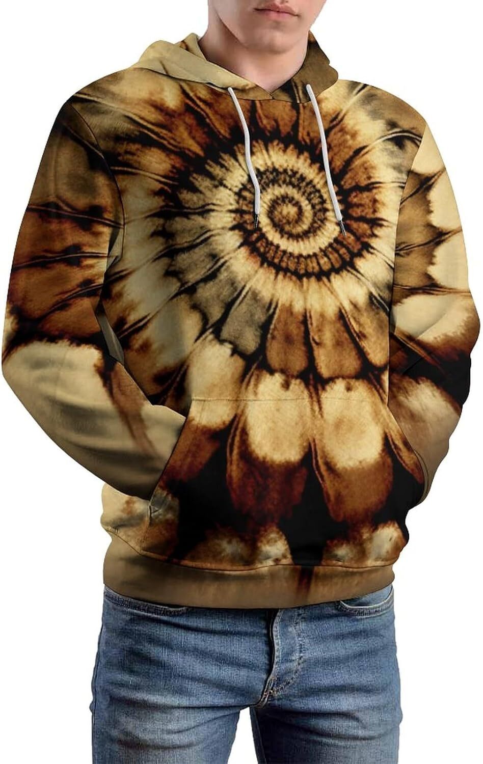 Hoodie for Mens Womens Novelty Blue Spiral Stripe Hoodie Vintage Rainbow Tie Dye Hippy Long Sleeve Sweatshirt Hoodie Graphic Hoodies sweatshirt cool