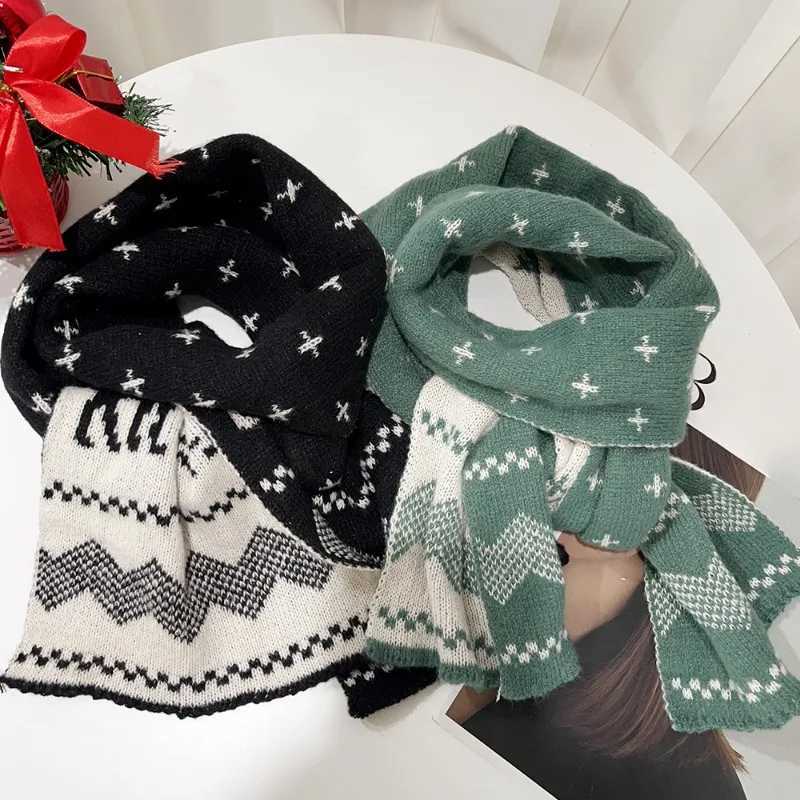 Christmas Big Deer Scarf Autumn Cold Large Area Warm Knitted Collar Holiday Cute Couple Elk Collar Warm X241017