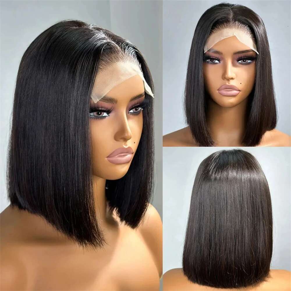 4X4 Closure Bone Straight Bob For Women Preplucked Lace Frontal Brazilian Wig 100% Human Hair