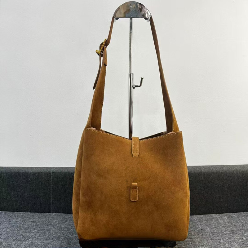 Designer Genuine Leather Fashion Shoulder Bags Top Quality Women Handbag LE 5 a 7 Supple Hobo Rose Casual Brown Suede Tote Bag Underarm Purse Shopping Wallet