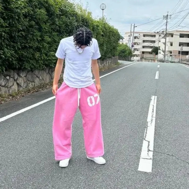 Y2K 2 piece sets Sweatshirt oversized clothes vintage Men Women streetwear Letters Baggy Sweatpants Drawstring Sports Street Set 241017