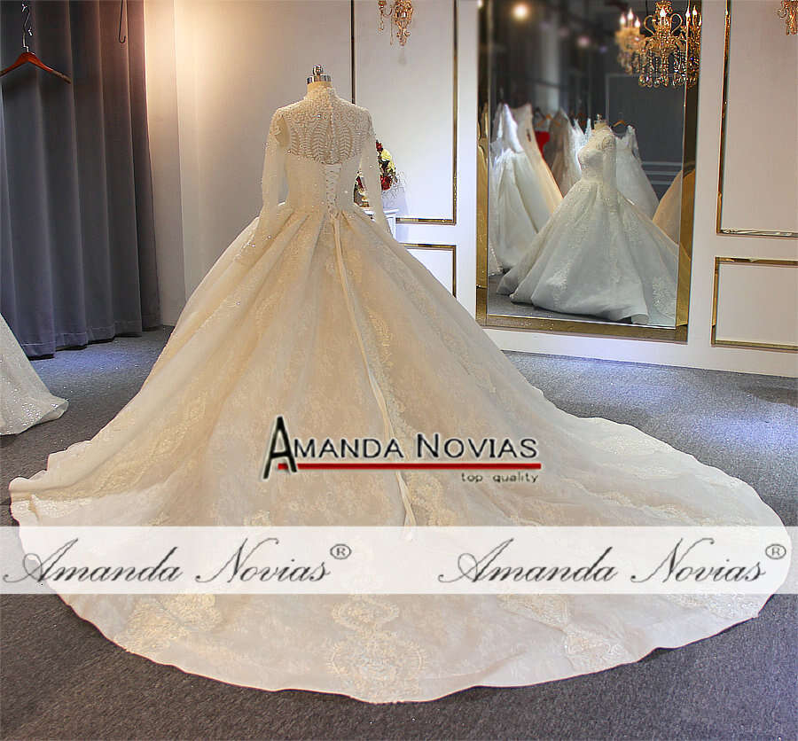 robe de soiree hot sale muslim wedding full lace cover beading dress