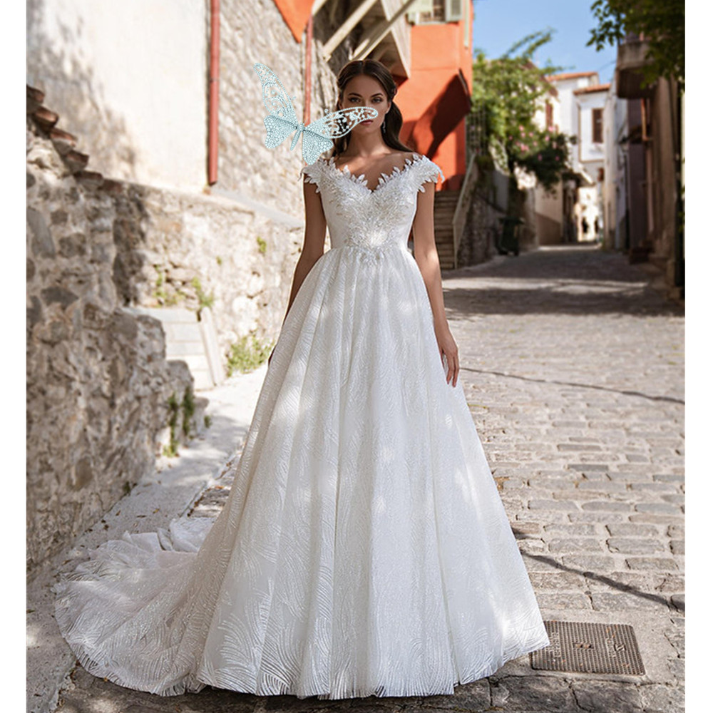 Vintage Sleeveless V Neck A-Line Wedding Dresses 2024 Appliques Lace Party Princess Bride Gown Plus Size Vestido De Novia