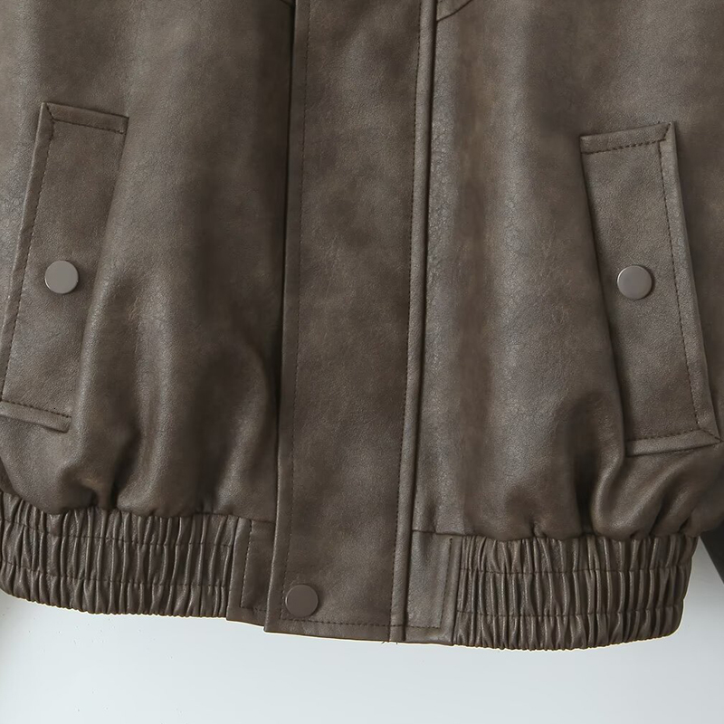 Leather Women's Coat Fur Outwear Long Sleeve Tops Elegant Fashion With Zipper 2024 Inszartrafaf Casaco Feminino Jackets