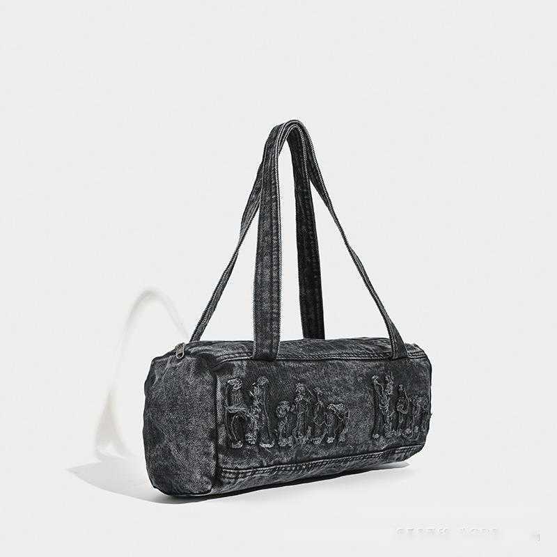 CMM denim bag, denim bag, embroidered shoulder bag, travel fitness bag, hand-held pillow bag 241015