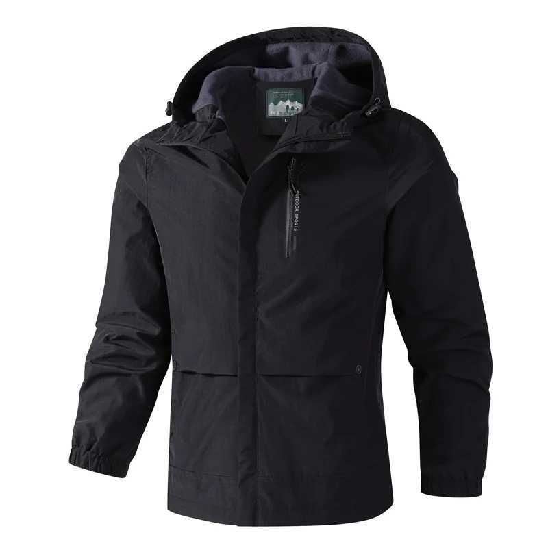 Jackets for Men Hooded Outdoor Jacket Casual Spring Autumn Sports Windbreaker Outwear Solid Hiking Coats Mens Clothing Top X241017