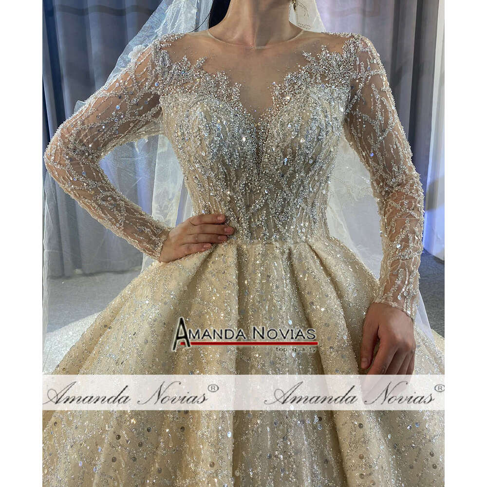 New hot sale wedding amanda novias original design full beading bridal dress