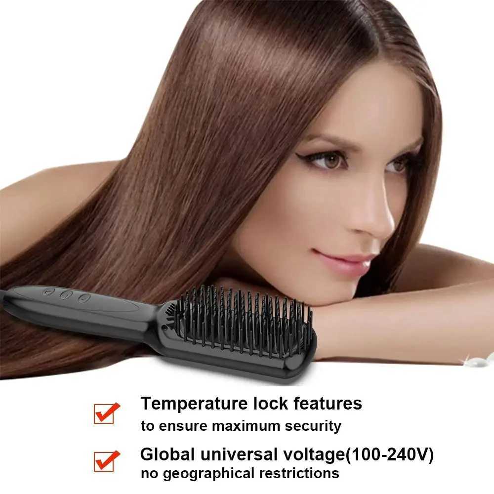 Hair Straightener Hair Beard Straightener Comb Electric Ceramic Straightening Brush Wet Dry Dual Use for Hair MoustacheXJ241016