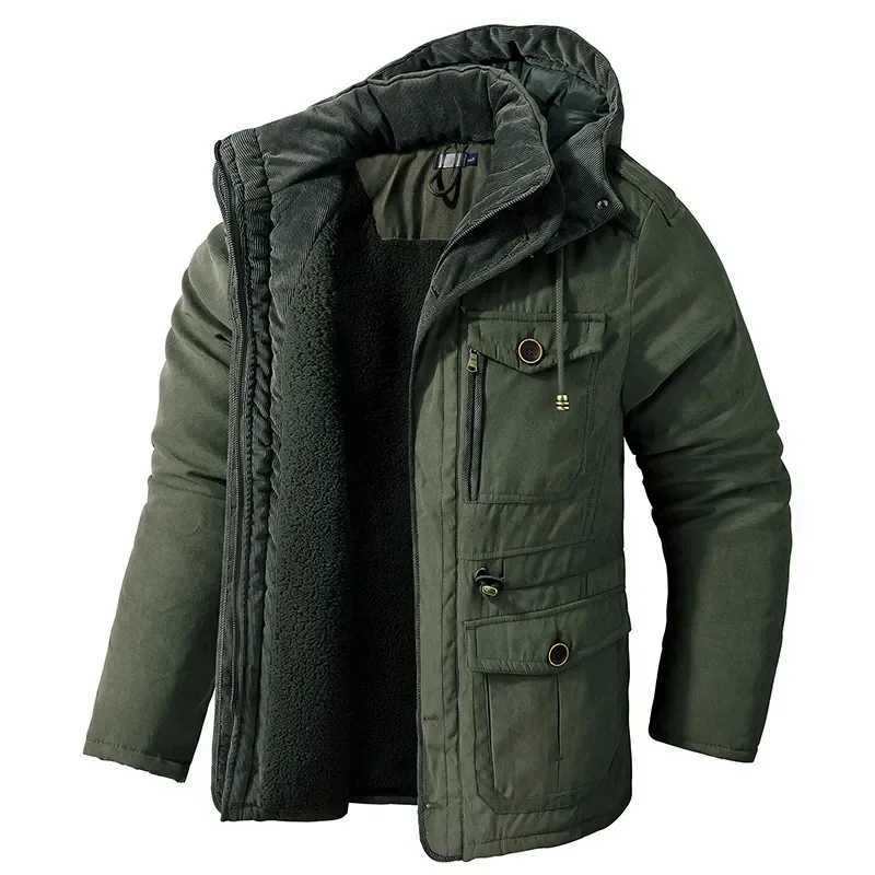 Winter mens thick warm jacket high-quality military windproof wool Parka mens wool hooded jacket mens clothing X241017