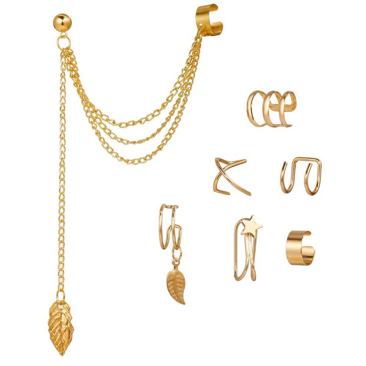 12 pieces of creative gold foil clip earrings suitable for women simple C-ear cuffs non perforated ear clip set trendy jewelry gifts W241017