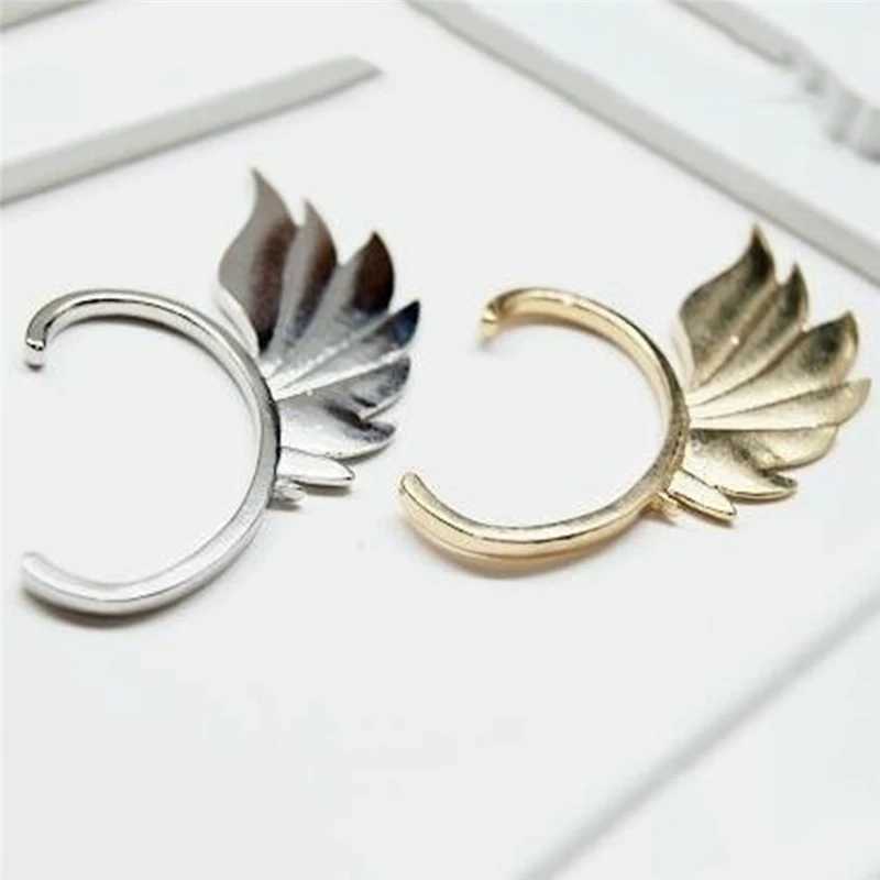 Hot Fashion Single Girl Ear Cuff Earrings 1PC Angel Feather Wings Gold Earclip Female Left Ear Punk Earclip Jewelry Gift W241017