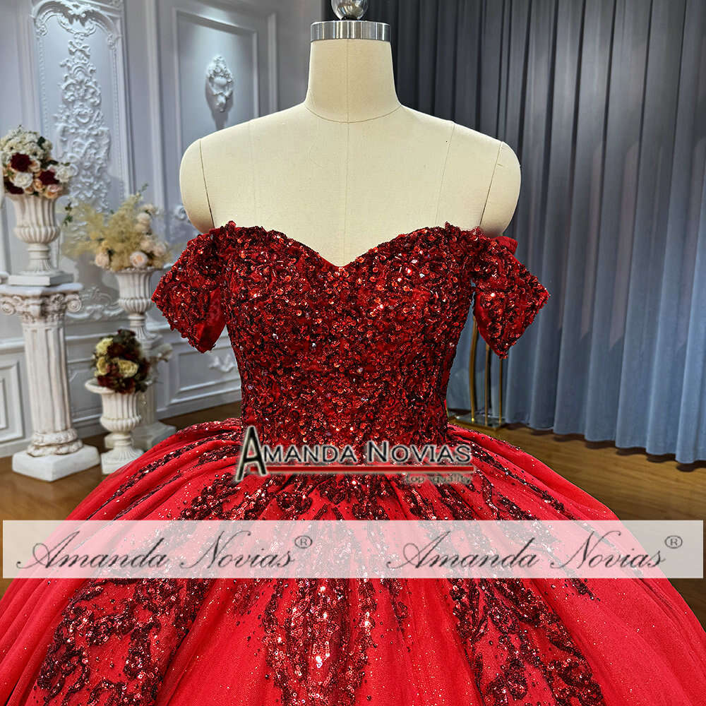 Amanda Novias Off Shoulder Red Wedding Dress