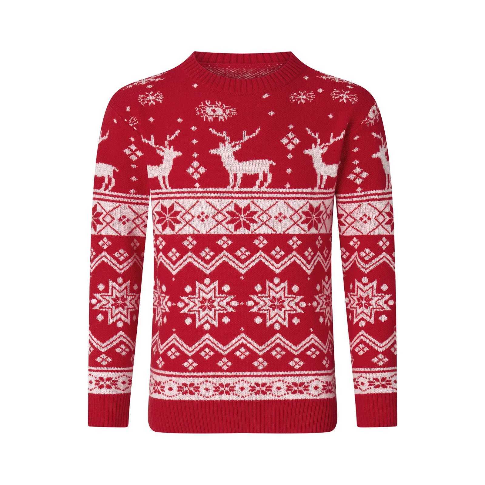 Family Christmas matching sweater winter snowflake print warm long sleeved O-neck zipper knitted parent-child top W241015