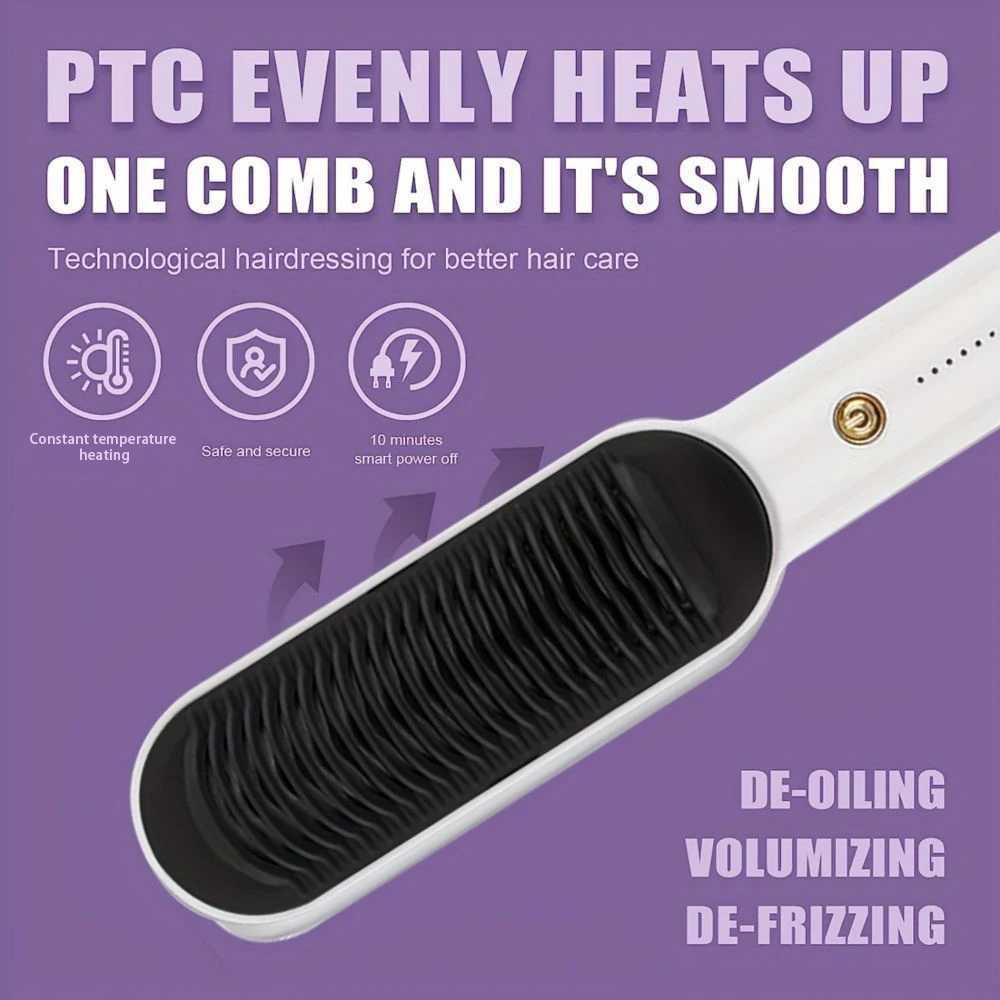 Professional Heating Comb Hair Straightener Brush Negative IonNot Hurt Hair Portable And Heating Electric Straightening BrusXJ241016