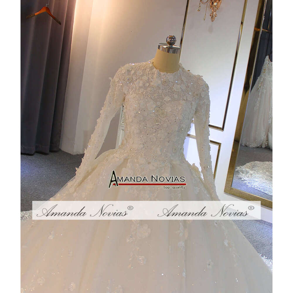 Downs Muslim Wedding With wers Full Lace Bridal Dress