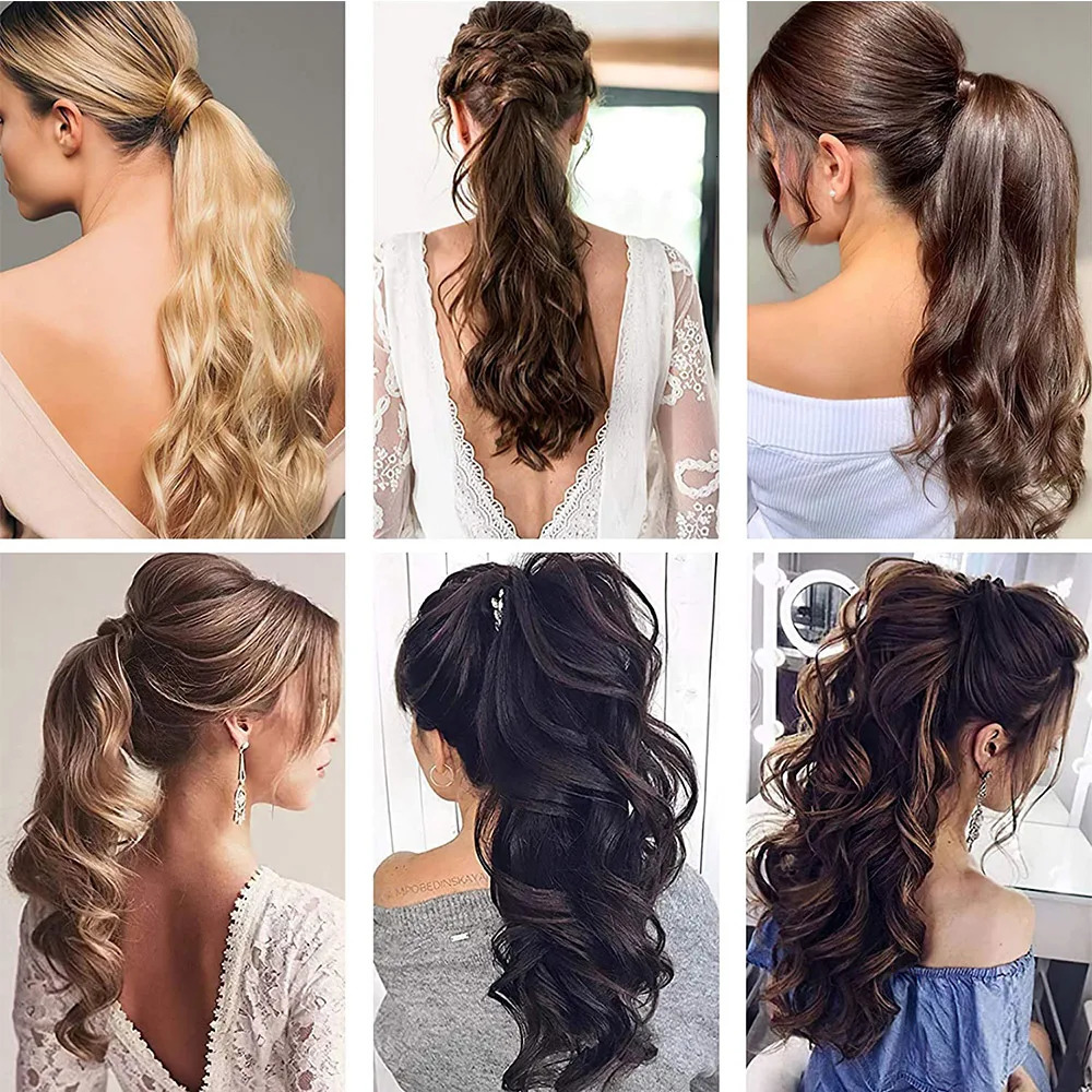 Long Wrap Around Clip In Ponytail Extensions 161822 Inch Straight Yaki Ponytail Synthetic HairPiece Ponytail Fake Hair 241009