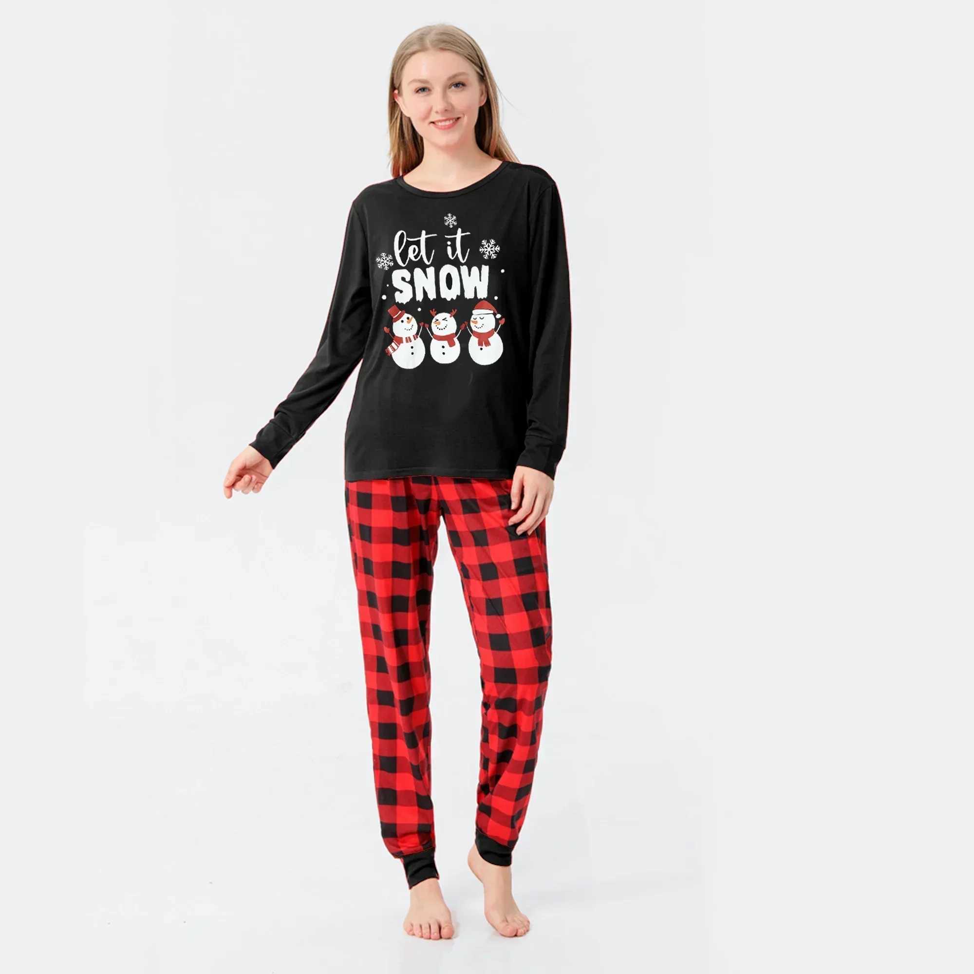 2024 New Snowman Printed Christmas Pajama Set Mother Father Children Matching Clothing Soft 2-piece Set Pajama Baby jumpsuit Family Appearance W241015