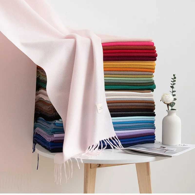 2024 Winter Warm Cashmere Scarf Winter Headscarf Solid Womens Shawl Bag Fem Pashmina Bandana Scarf X241017