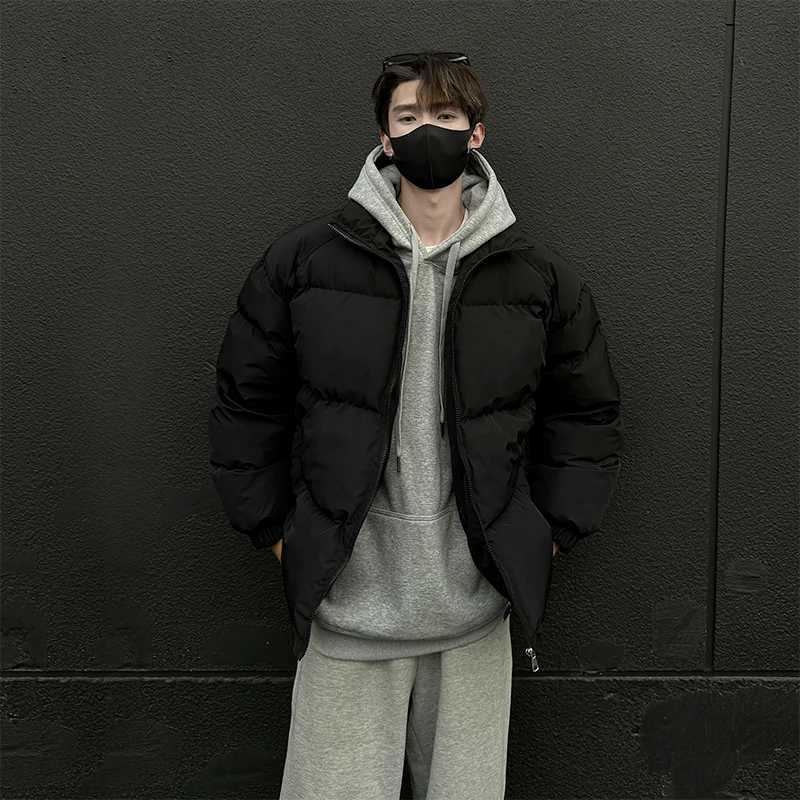 Winter jacket mens warm and fashionable solid color thick jacket mens street clothing mens loose thick short jacket mens Parka clothing X241017