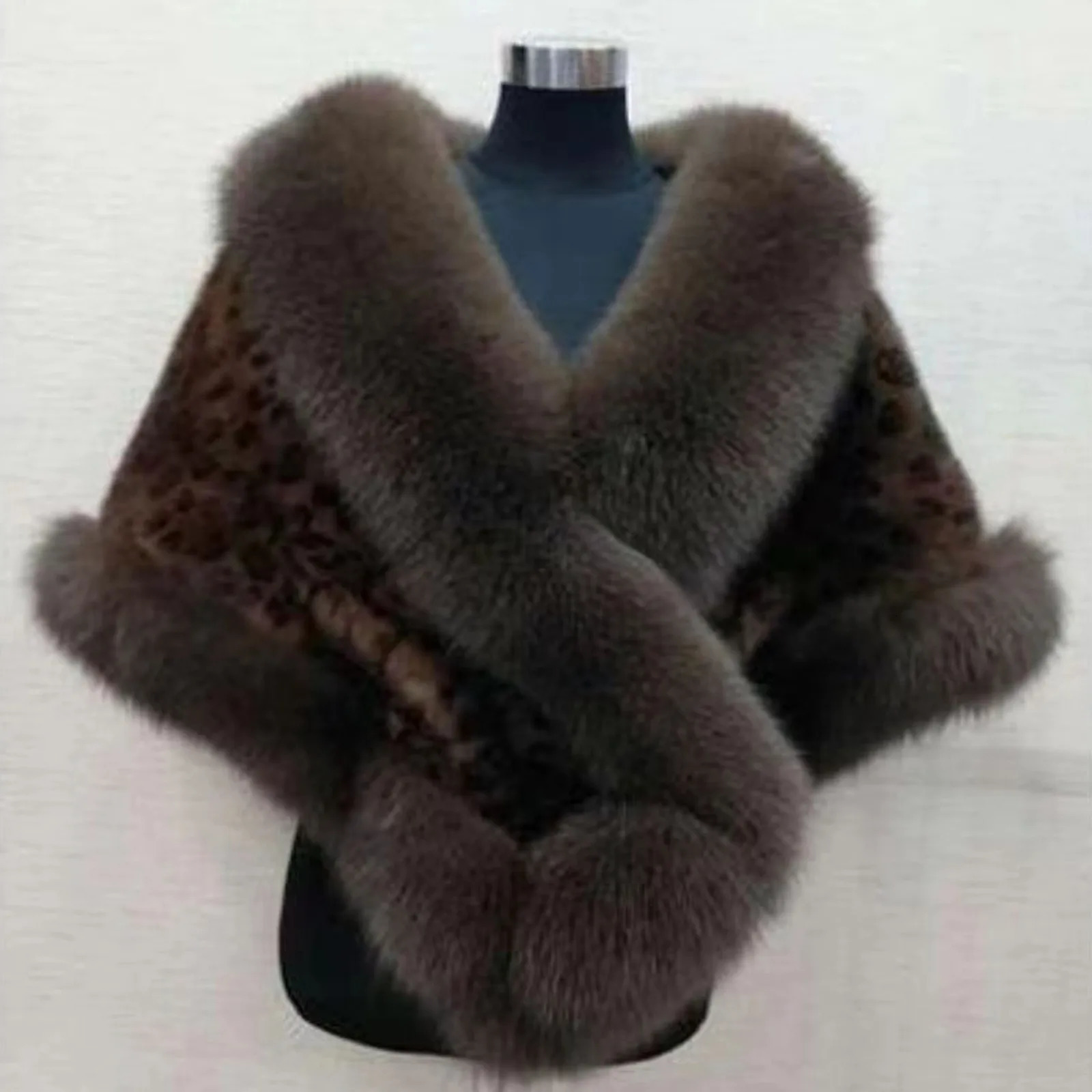 Elegant white faux fur wrapped shawl for autumn wedding brides night party warm scarf wrapped soft mink fox fur dress 241007