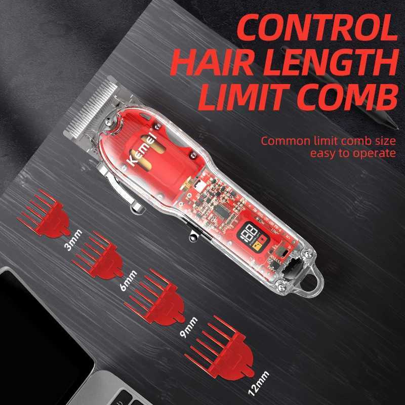 Kemei Professional Mens Barber Electric Beard Trimmer Charging Barber Transparent Barber KM-1761 W241017