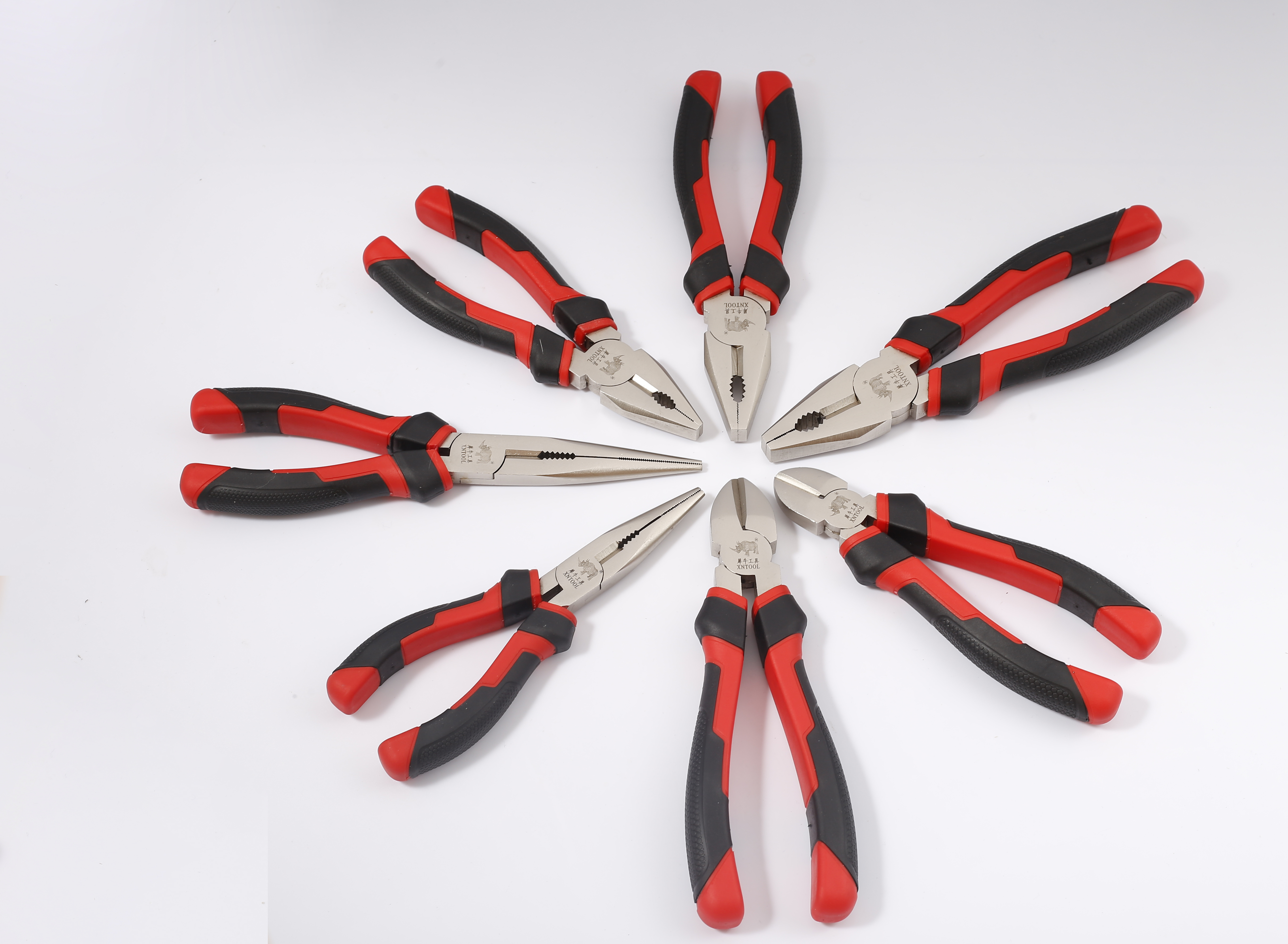 European pliers Nickel plating treatment on the surface of the new red and black handle