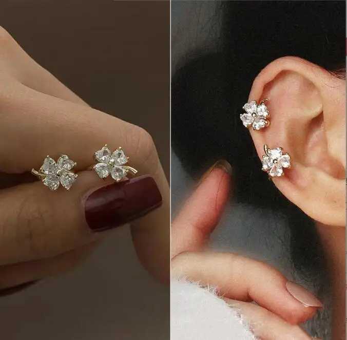 Minimum size earmuff clip womens unperforated earmuffs unperforated Puck Rock retro crystal earmuffs jewelry girl W241017