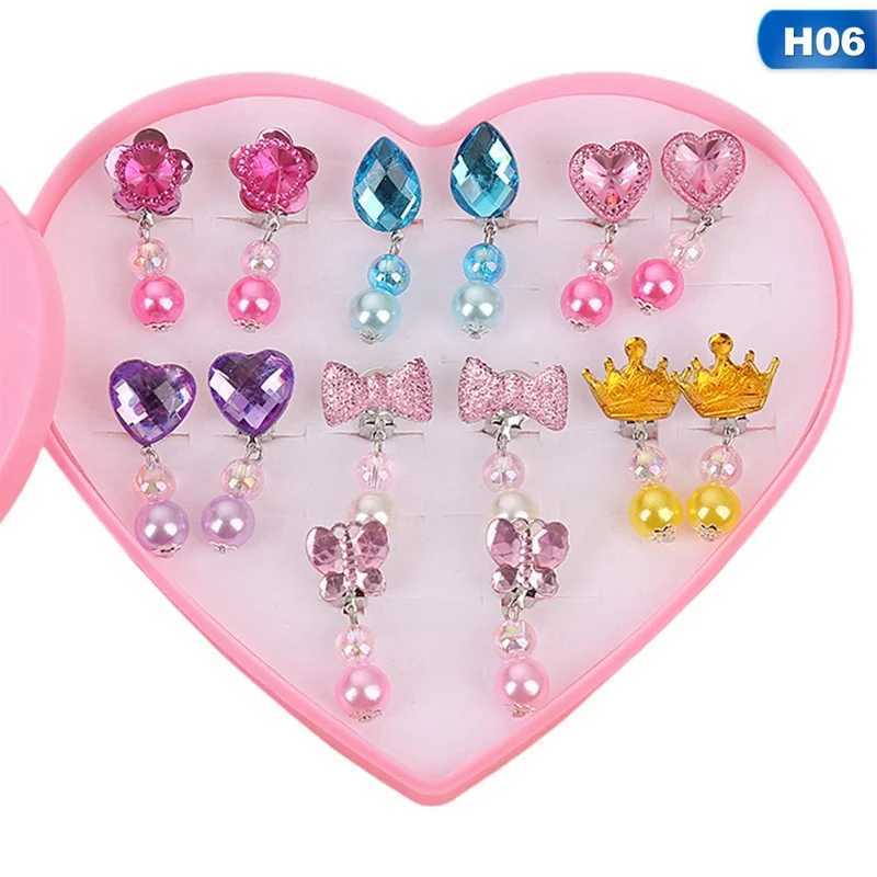 7 pairs of Korean style childrens ear clips cute cartoon animals baby ear clips non perforated earrings W241017