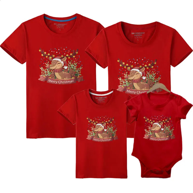 Christmas Family Matching Outfits Father Mother Son Daughter Clothes Year Adult Kids Tshirt Baby Romper 241017