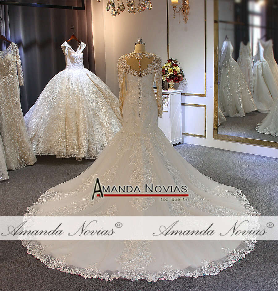 Long Sleeves Full Lace Dress Mermaid Wedding Gown