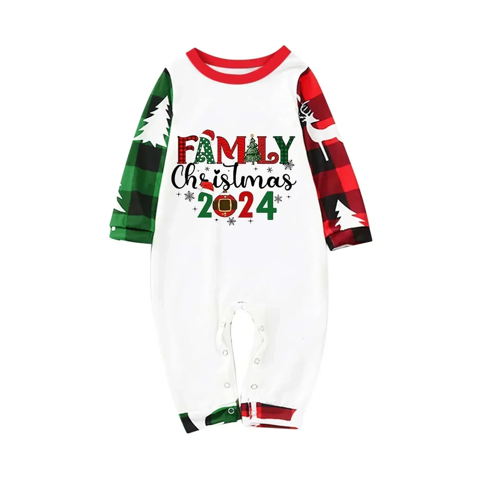 Christmas Matching Family Outfits Patchwork All Over Print Pajamas Set Mom Dad Kids Sleepwear Baby Romper Xmas Look Pyjamas 241017