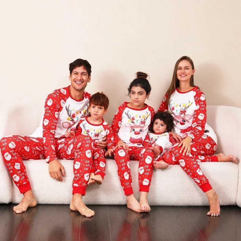 2024 Family Cartoon Deer Printed Pajama Set Warm Soft Pajama Baby jumpsuit Christmas Appearance Pjs W241015