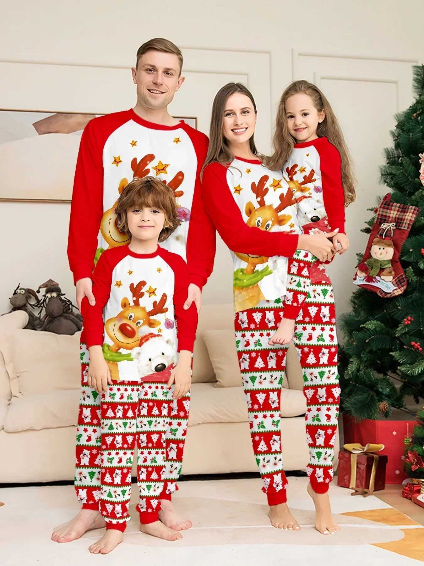 2024 Christmas allows printing of pajama sets for mothers fathers children matching sets 2-piece sets pajamas baby jumpsuits Christmas family appearan