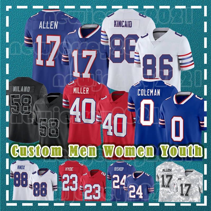 Josh Allen Keon Coleman Football Jersey Amari Cooper Dawson Knox Dalton Kincaid Von Miller James Cook Dion Dawkins Greg Rousseau Cole Bishop Bruce Smith Damar Hamlin
