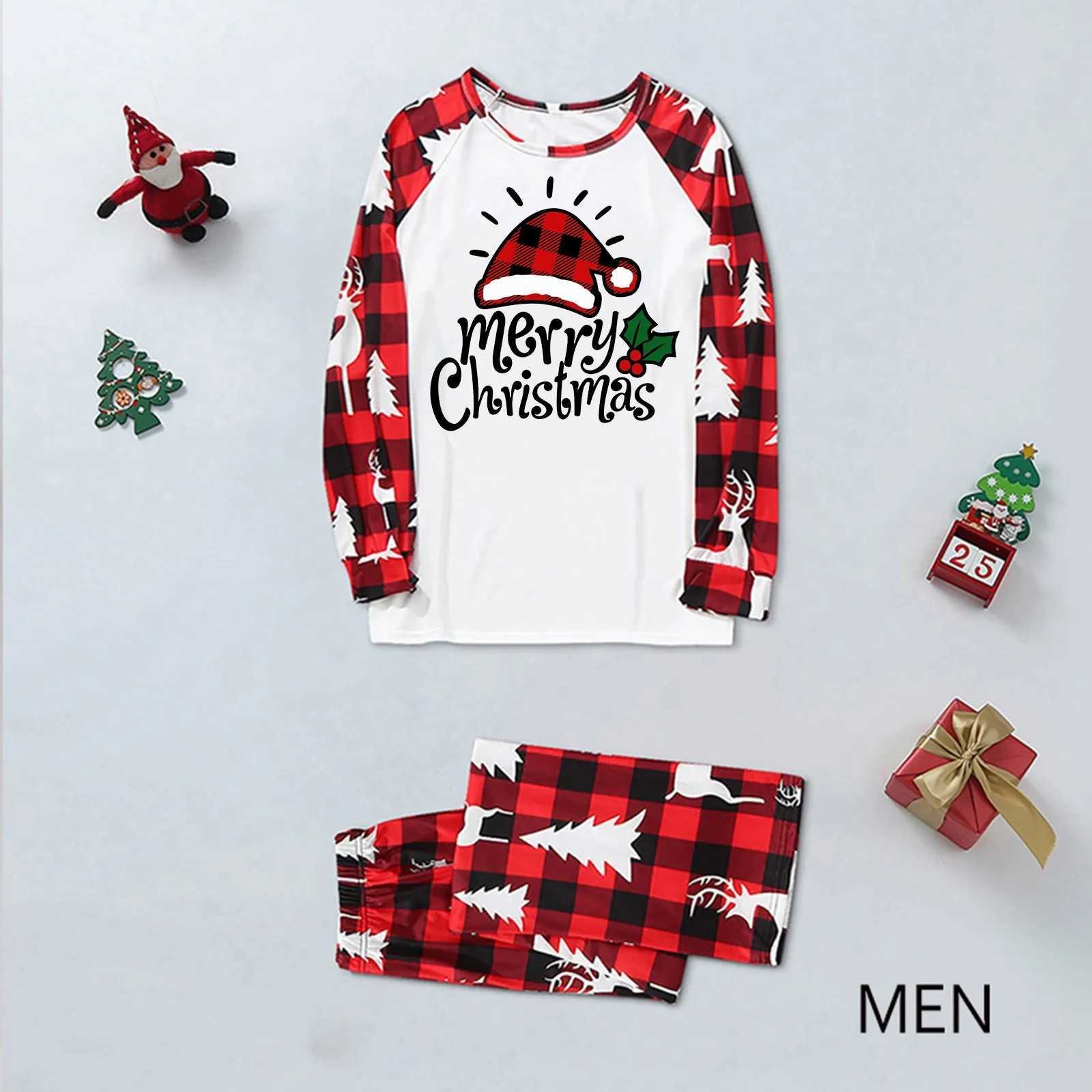 Mens Dad Christmas Happy Set Red Printing Family Set Series Christmas Pajamas Family Matching Set W241015