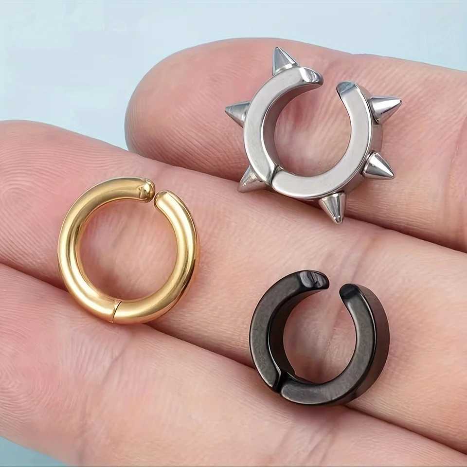 1 pair of stainless steel ear clip earrings suitable for women men non perforated earrings cuffs retro punk earrings W241017