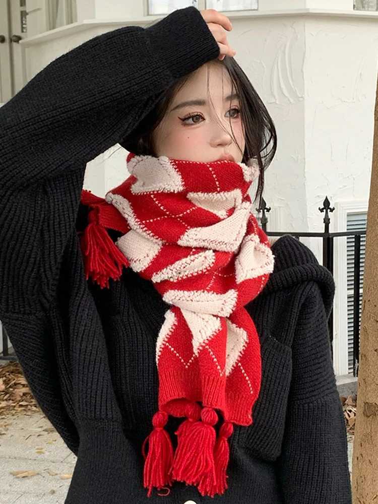 New Knitted Sweet Scarf Winter Womens Prefabricated Plain Warm Scarf Pashmina Flawless Womens Foam Christmas Packaging Shawl X241017