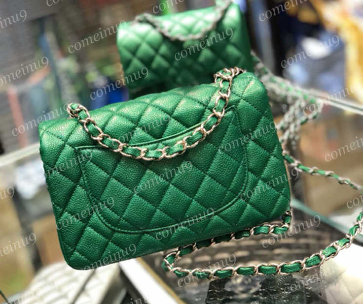 2025 Mirror Quality Mini Single Qualited Flap Bag 20cm White Caviar Lambskin Quilted Shoulder Crossbody Bags Purse Designer Handbags Black Gold Silver Hardware 12A