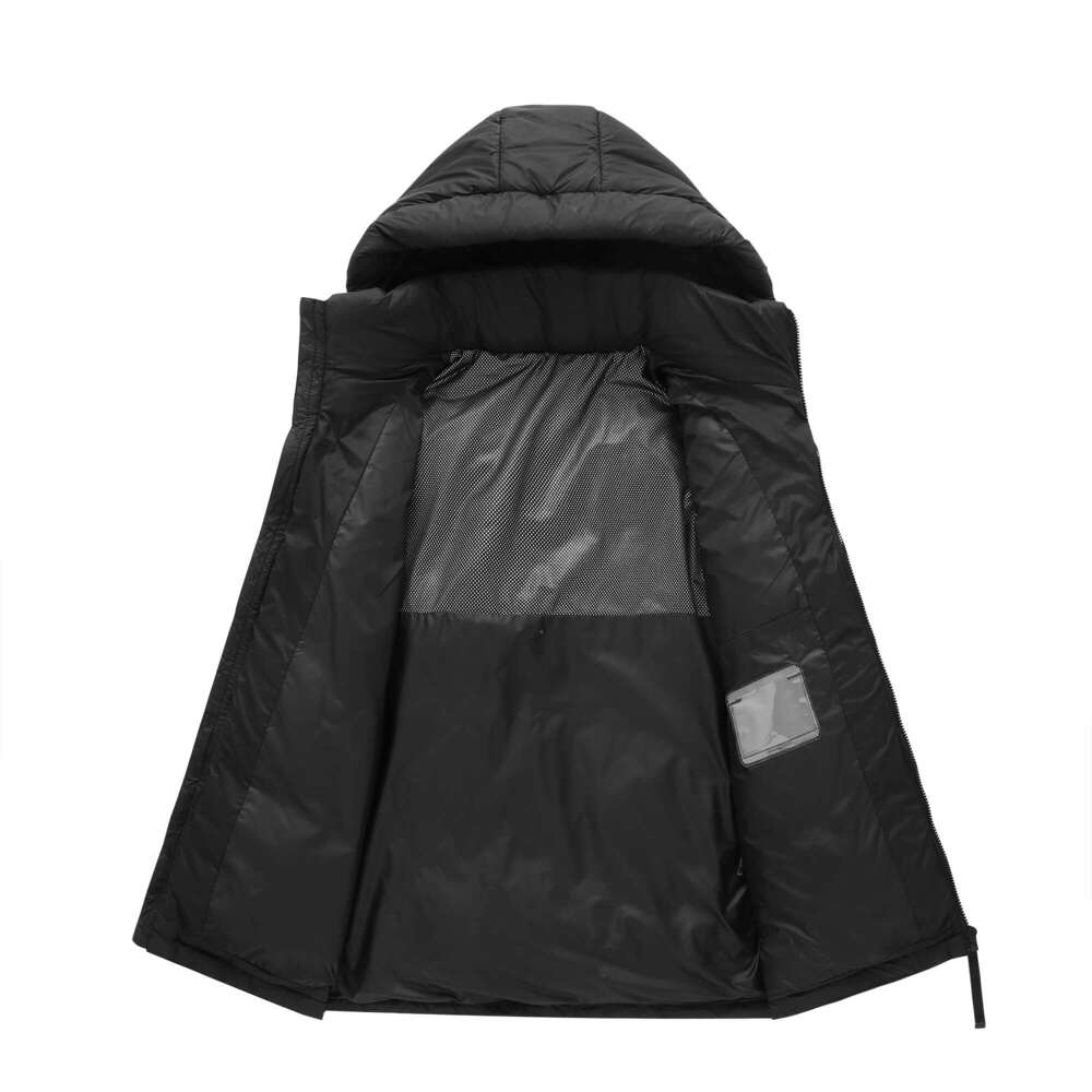 Men's Hooded Casual Short Splicing Thick White Duck Down Warm Coat Trendy Male Ski Lightweight Winter Jacket