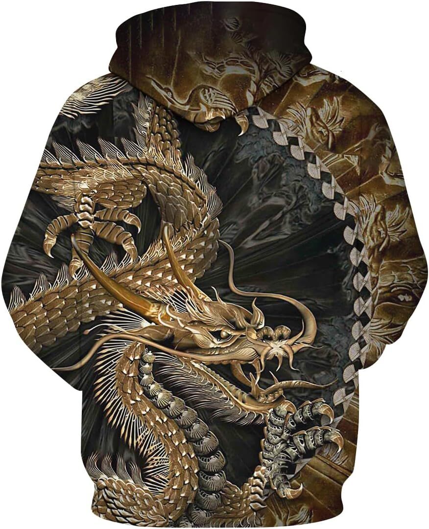 Hoodie for Mens Womens Mens Novelty Dragon Graphic Hoodie Sweatshirt Pullover with Pocket Graphic Hoodies sweatshirt Pullover Long Sleeve Fashionable 
