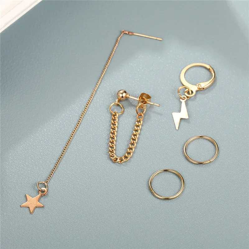Exquisite tassel star lightning clip earring set suitable for women womens buttoned ear cuffs fake ears fashionable jewelry gifts W241017