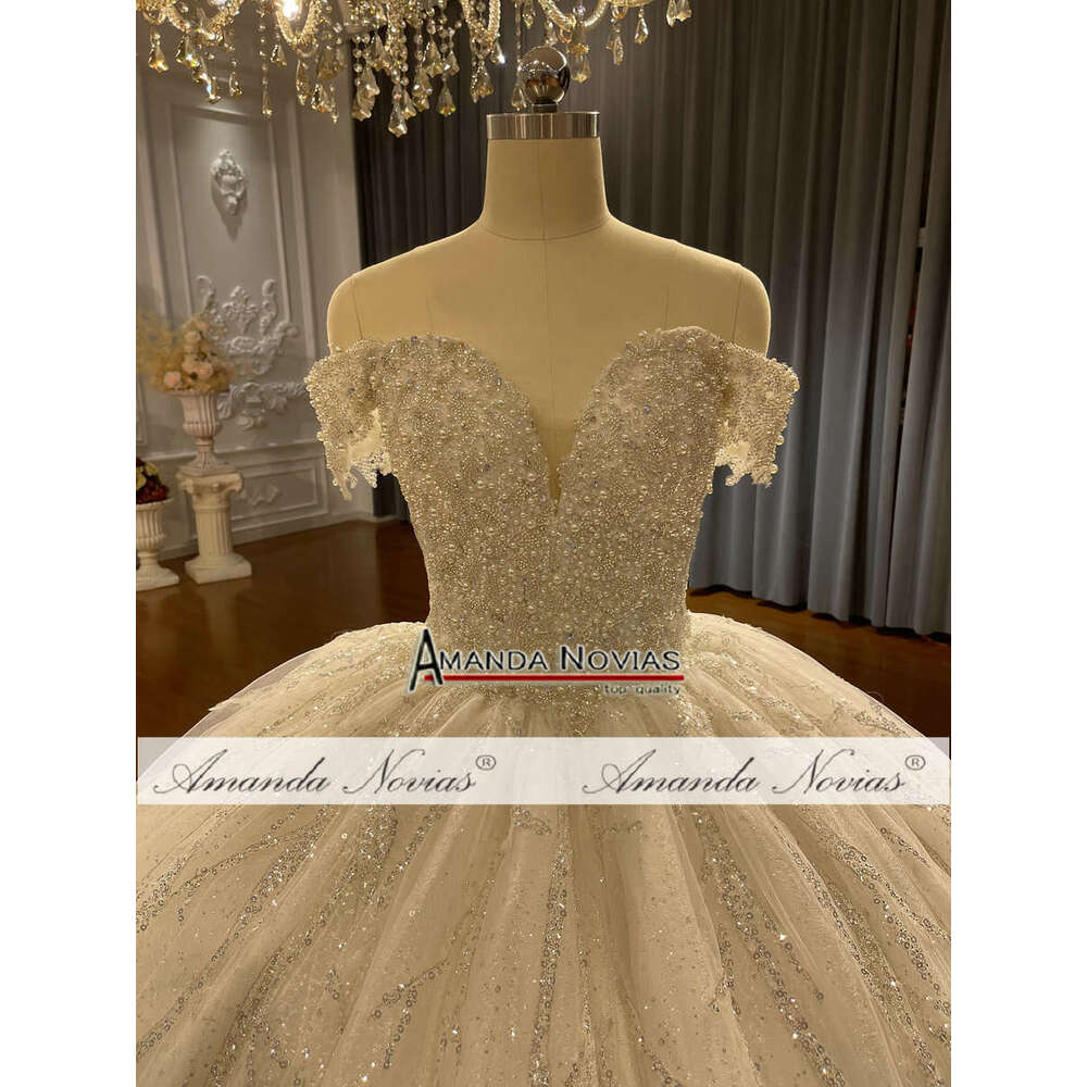 Amanda Novias Off Shoulder Lace Beads Wedding Dress