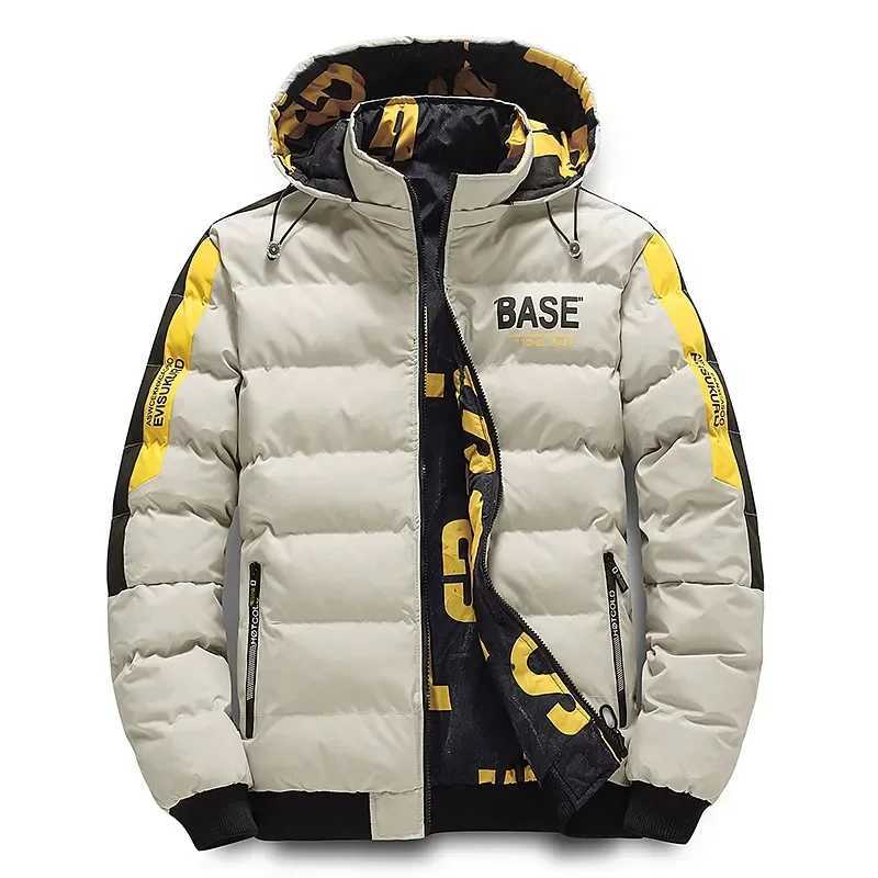 Mens autumn and winter hooded jacket warm and comfortable padded down jacket 2023 new double-sided clothing detachable hat M-5XL X241017