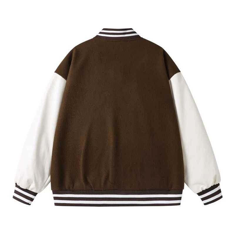 Unisex school team jacket new fashion patch work button leather sleeves sports jacket womens team baseball jacket customization M241017