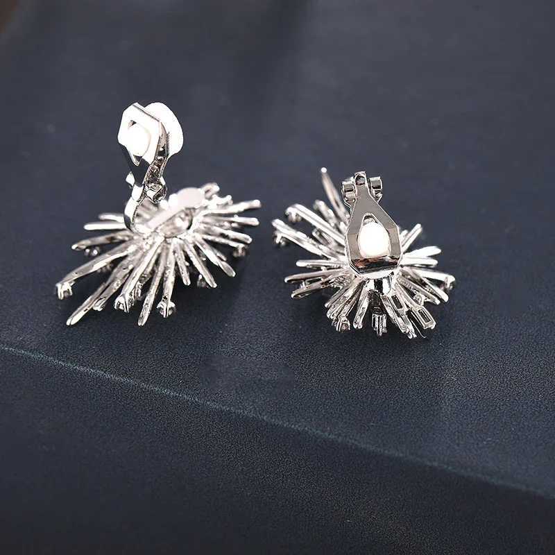 Fashionable Korean personalized fireworks clip earrings non perforated brass inlaid zirconia earrings suitable for womens jewelry W241017